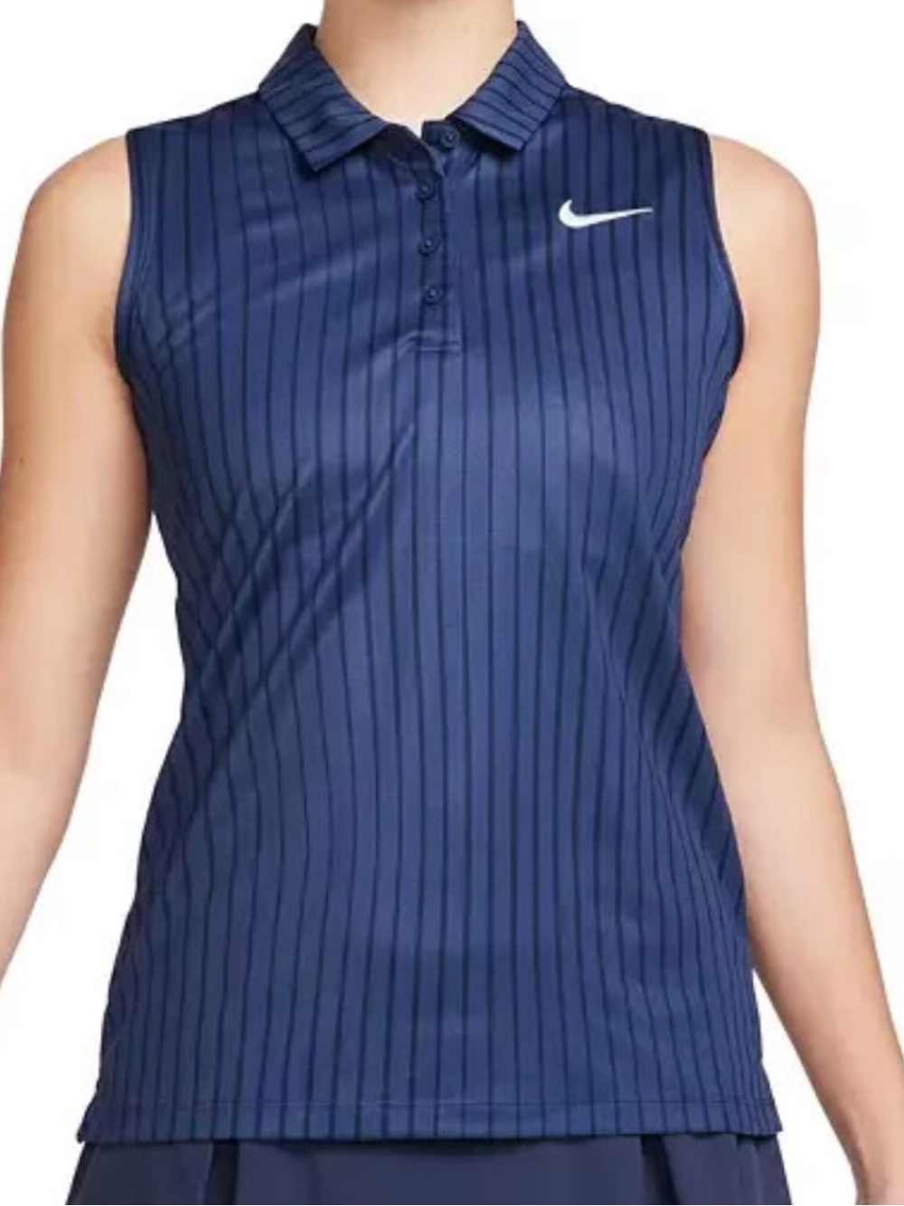 Nike Women's Navy Pinstripe Sleeveless Polo Tank Top Sz XS. NWT